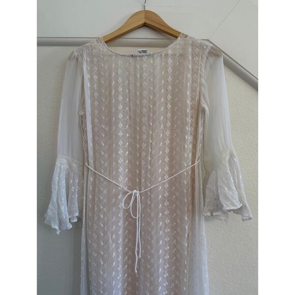 Boston Proper Lace Eyelet Maxi Dress Womens Sz 4 Cottagecore Fairy Whimsy White - Picture 12 of 15